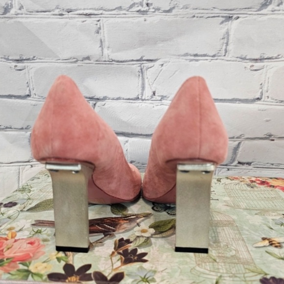 Pierre Hardy Pink Suede French Faux Metal Girder Industrial Heels - Picture 5 of 6